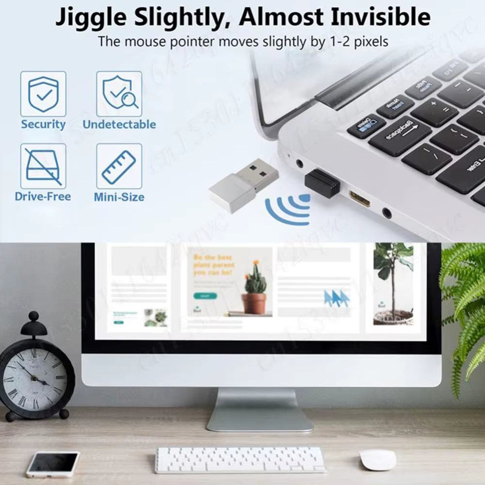 USB and Type C Mouse Jiggler 2 in 1 Undetectable Mouse Shaker Driver-Free Mouse Mover Prevent for Laptop Keep Computer Awake