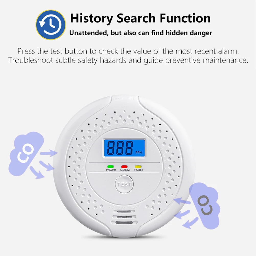 Digital CO Gas Monitor Alarm Detector Carbon Monoxide Standalone Detector with Battery Powered Portable CO Sensor Kitchen Suppli