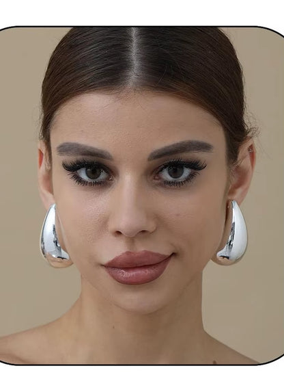 Fashion Chunky Earrings for Women Gold Plated Stainless Steel High-Quality Waterdrop Vintage Stud Earrings Jewelry Celebrity