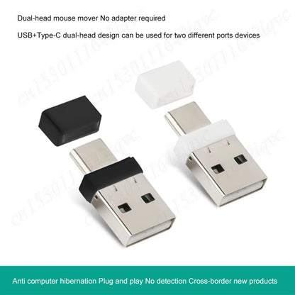 USB and Type C Mouse Jiggler 2 in 1 Undetectable Mouse Shaker Driver-Free Mouse Mover Prevent for Laptop Keep Computer Awake