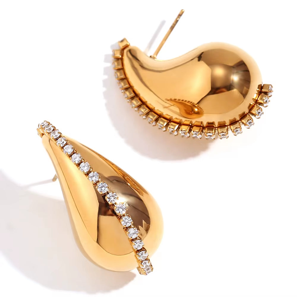 Fashion Chunky Earrings for Women Gold Plated Stainless Steel High-Quality Waterdrop Vintage Stud Earrings Jewelry Celebrity
