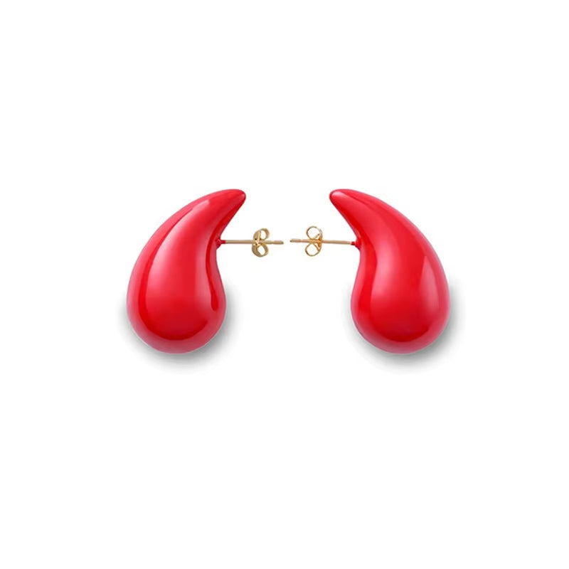 Fashion Chunky Earrings for Women Gold Plated Stainless Steel High-Quality Waterdrop Vintage Stud Earrings Jewelry Celebrity
