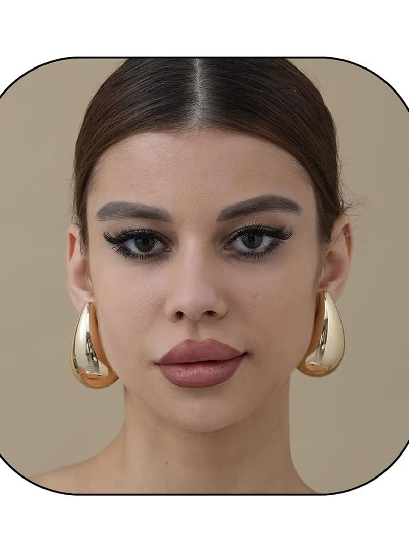 Fashion Chunky Earrings for Women Gold Plated Stainless Steel High-Quality Waterdrop Vintage Stud Earrings Jewelry Celebrity