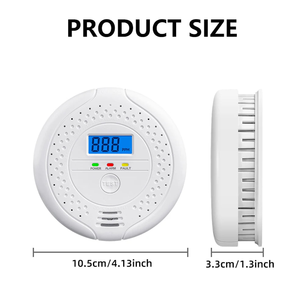 Digital CO Gas Monitor Alarm Detector Carbon Monoxide Standalone Detector with Battery Powered Portable CO Sensor Kitchen Suppli