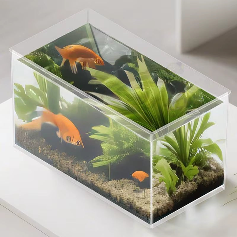 Small Aquarium Betta Tank Frameless Extra Clear Bowl for Crab Spider Terrariums Mini Habitat Temporary Space Men Women Nature