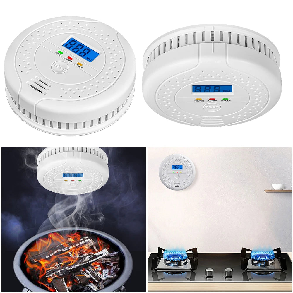 Digital CO Gas Monitor Alarm Detector Carbon Monoxide Standalone Detector with Battery Powered Portable CO Sensor Kitchen Suppli